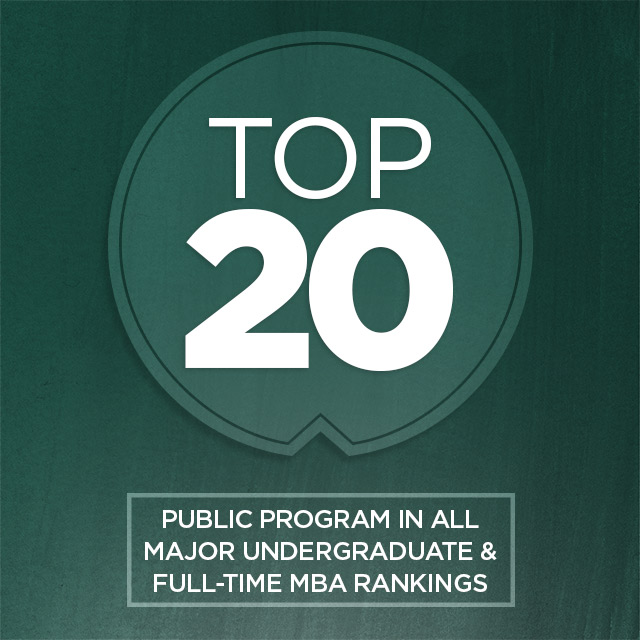 Top 20 public program in all major undergraduate & full-time MBA rankings